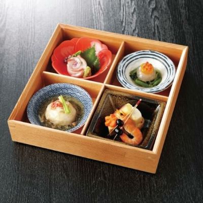 松花堂/雪 四つ仕切り雪セット 木製