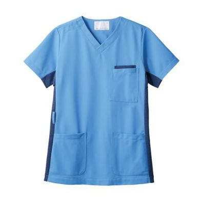 スクラブ 兼用 半袖 コバルトブルー/ネイビー 男女兼用 72-913