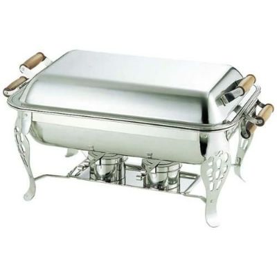 UK 18-8 木柄 角チューフィングディッシュ シングル用中鍋 22インチ