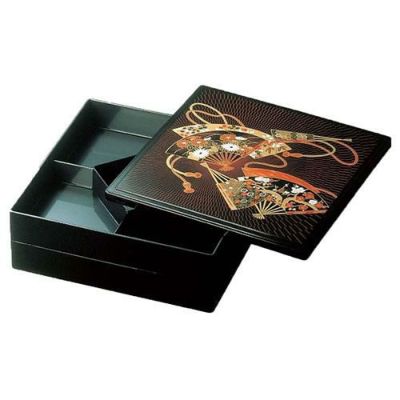 お重箱 尺0寸 オードブル 黒 扇面 2段/業務用/新品/小物送料対象商品