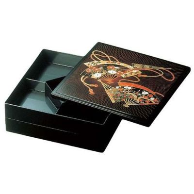 8.5寸 オードブル 黒 扇面 2段/業務用/新品/小物送料対象商品