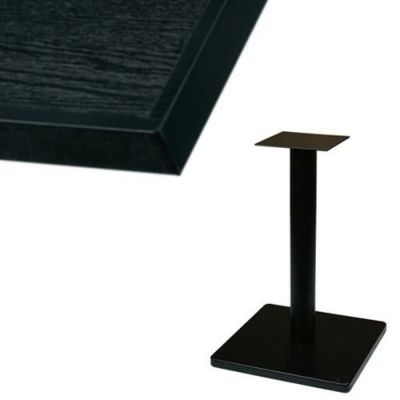 【組立式】 TB メラミン化粧板(木ブチ)テーブル 幅600×奥行750×高さ710(mm)　ブラック色