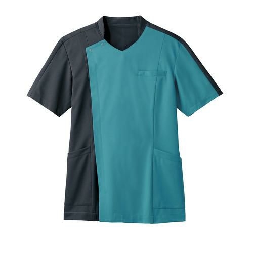 スクラブ メンズ 半袖 ピーコックグリーン/チャコールグレイ メンズ 72-1274