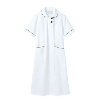 ナースワンピース 半袖 白/ネイビー レディス 73-1958