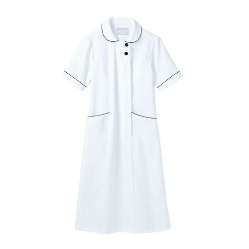 ナースワンピース 半袖 白/ネイビー レディス 73-1958