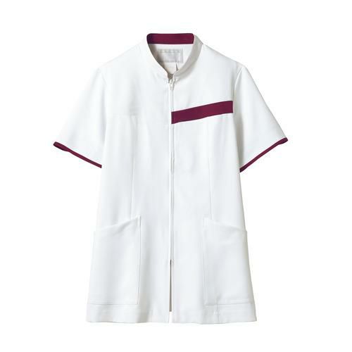 ジャケット レディス 半袖 白/ワイン レディス 73-2086