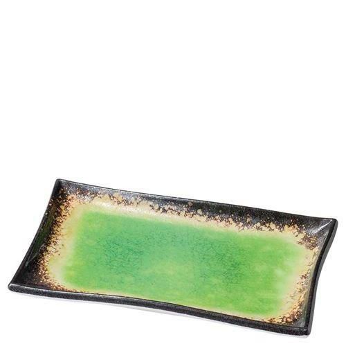 メラミン 耐熱 黒緑水長角皿 小 1202529