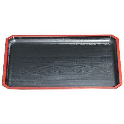 隅切木目盆黒天朱SL尺4 黒天朱