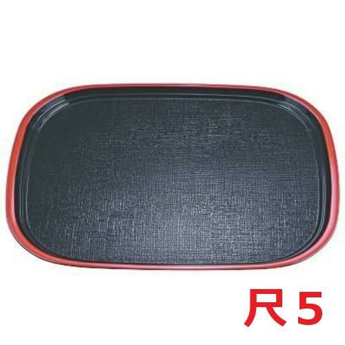 オーバル布目盆黒天朱SL尺5 黒天朱