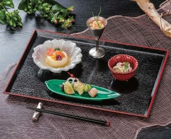 清流長手木目盆黒天朱尺4 黒天朱