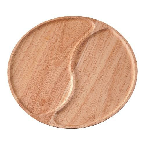 木製プレート 2仕切 丸型 KU-0008