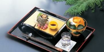 長角布目盆黒天朱SL尺3 黒天朱