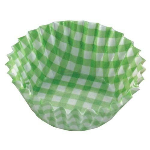 紙ケースカラー(500枚入) 6号 深口 チェック緑