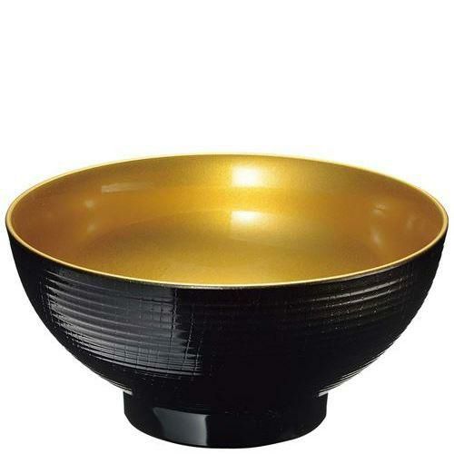 耐熱6寸乱筋木目丼 外黒内光金