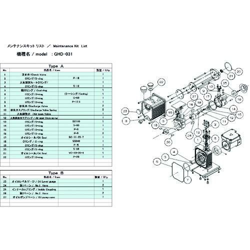 ULVAC GHD-031用メンテナンスキットA 在庫色：黄 品番