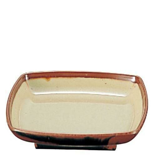 メラミン和食器 長次郎窯 角 小皿 AN－55 G内若草