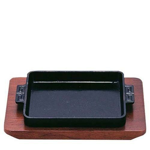 SN 鉄 ギョーザ皿 長角 木台付 17cm