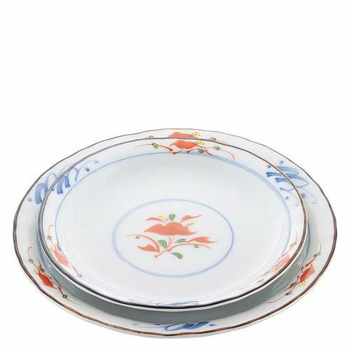 和食器コレクション 赤絵花 丸皿5寸