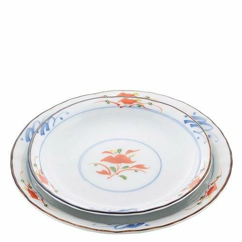 和食器コレクション 赤絵花 丸皿4寸