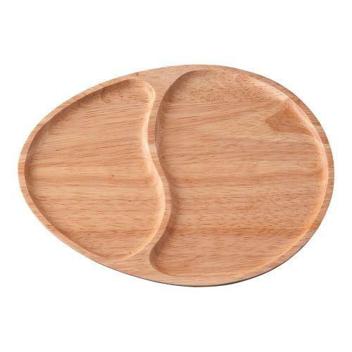 木製プレート 2仕切 エッグ型 KU-0009