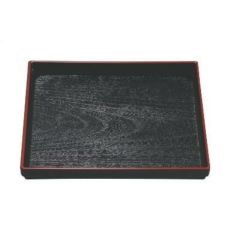 ★正角木目盆黒天朱9寸 黒天朱