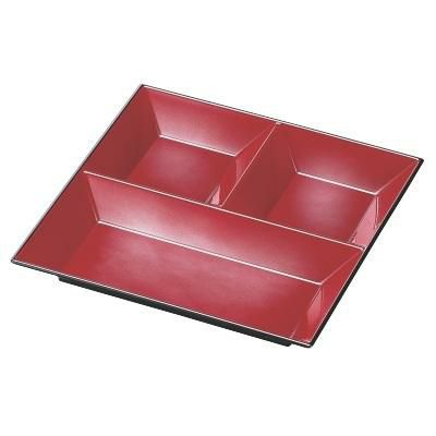 22cmスクエア三ツ切プレート朱銀彩ぼかし