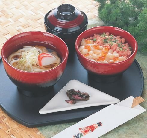 長寿木目丼朱ぼかし(大)