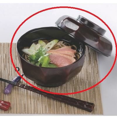 5寸荒彫亀甲丸丼漆調溜内黒