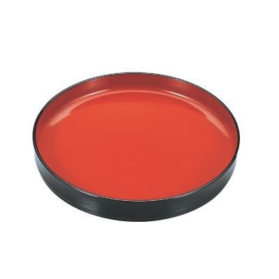 7寸丸切立木目そば皿黒内朱本体