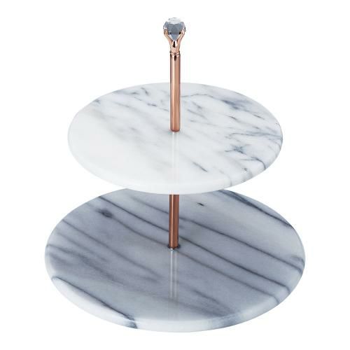 大理石製 2段デザートプレート ラウンド