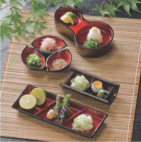 ひさご薬味皿梨地内朱