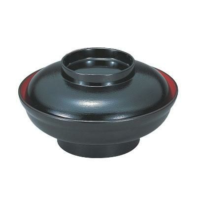 丼碗 5.5寸大輪丼浅型黒刷毛目内朱