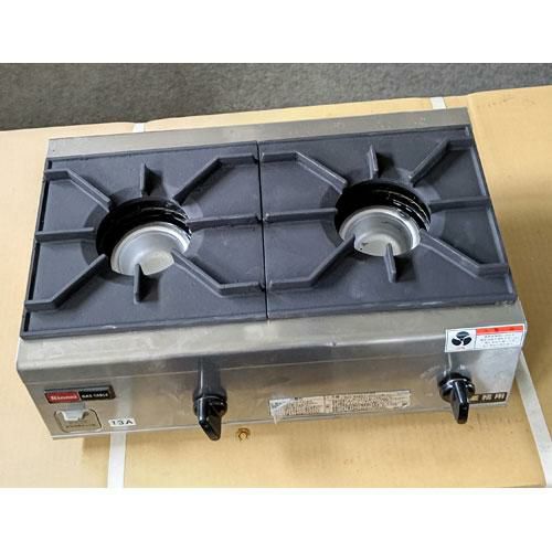 中古】卓上ガスコンロ 2口 リンナイ(Rinnai) RSB-206N 幅550×奥行360 