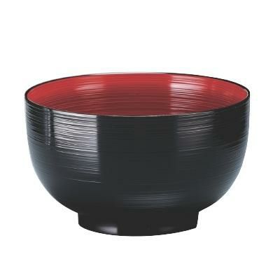 4.5寸刷毛目丼黒内朱