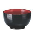 4.5寸刷毛目丼黒内朱