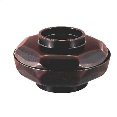 6寸荒彫亀甲平丼漆調溜内黒