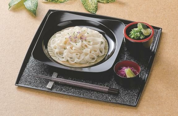 隅丸満月そば皿黒クリヤータタキ本体