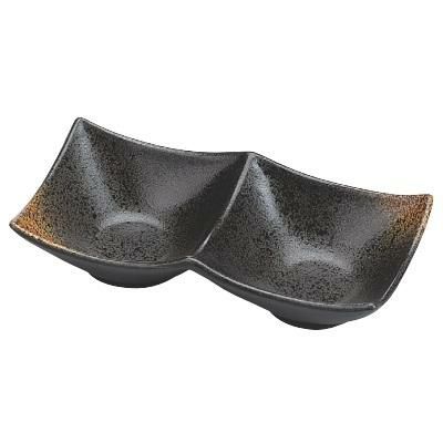 二点深型薬味皿焼き締め