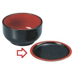 刷毛目薬味皿黒天朱