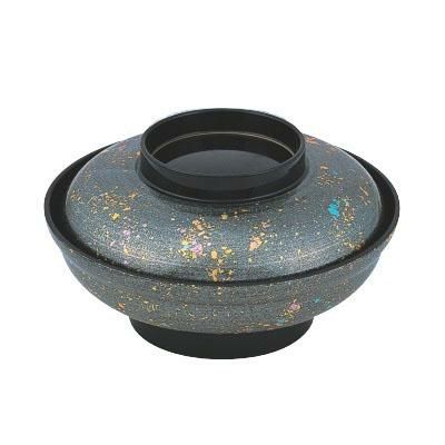 6.5寸大輪丼浅型銀光彩内黒