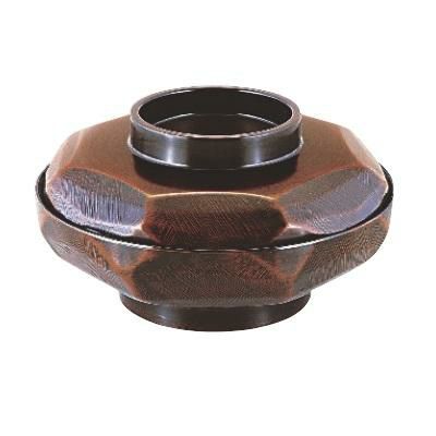 6寸荒彫亀甲平丼栃内黒