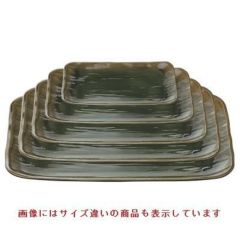 長角大宝盛皿織部(裏黒塗)8寸