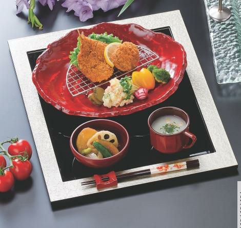 25cmABS渦巻き皿新根来