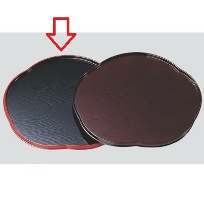 梅型盆 黒渕天朱8寸 黒渕天朱