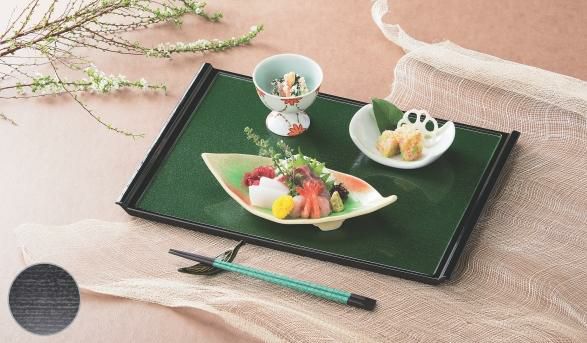 木目フライト盆グリーンパール渕黒SL尺5