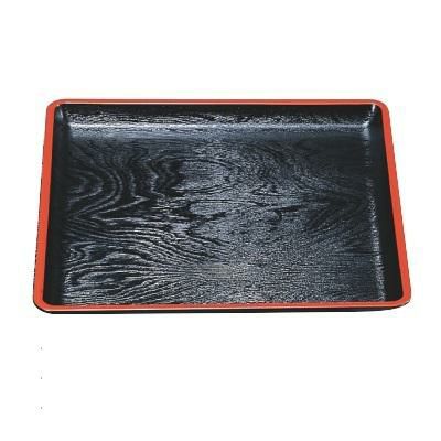 地木目角盆黒天朱尺2 黒天朱