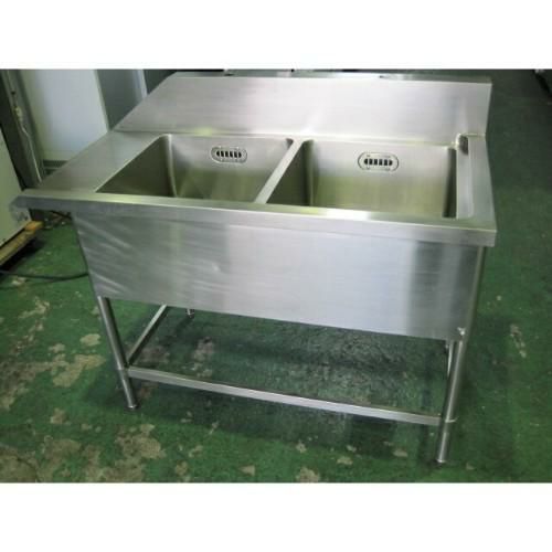 中古】ソイルド二槽シンク スノコなし 幅1200×奥行640×高さ800