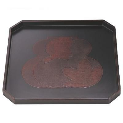 木製隅切盆瓢春秋曙塗尺1.5