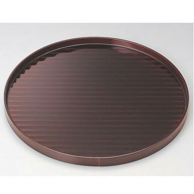 木製丸盆カンナ目溜塗尺0