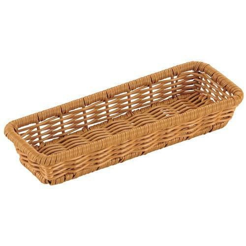 PP枠入樹脂バスケット角長細 茶